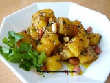 Cassava (Yuca) curry with mango chutney (mogo nu shak)