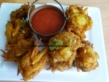 Mixed vegetables and Ciabatta bread Bhajias