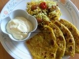 Paneer and cheddar cheese stuffed parathas