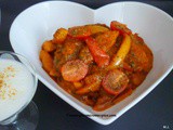 Potatoes and capsicum curry in tomato gravy (alu aur simla mirch rasadar curry)