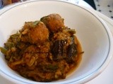Valor, methi (fenugreek) & aubergines with muthias (dumplings) curry