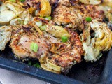 4 Ingredient Artichoke and Garlic Broiled Chicken Thighs {gf, df}