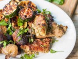 Broiled Pesto Chicken Thighs with Mushrooms and Zucchini {Gluten-Free, Dairy-Free}