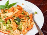 Creamy Chicken and Green Veggie Pasta {df}