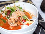 Laksa Soup with Shrimp, Chicken and Sugar Snap Peas {gf, df}