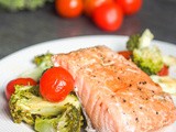 Oven Poached Salmon with Cherry Tomatoes and Broccoli {gf, df, Paleo}