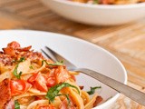 Pasta with Creamy Cherry Tomato Sauce and Ham {Gluten-Free, Dairy-Free}