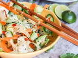 Vegan Asian Cucumber Carrot Ribbon Salad with Ginger Carrot Sesame Dressing {gf}
