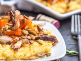 Vegan Creamy Polenta with Shiitakes, Roasted Squash and Pumpkin Seeds {gf}