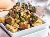 Vegan Pesto Pumpkin Gnocchi with Oven Roasted Broccoli and Brussels Sprouts {gf}