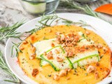 Vegan Ricotta Stuffed Zucchini Ravioli over Pumpkin Puree with Walnuts {gf, Paleo}