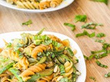 Vegan Summer Zucchini and Asparagus Pesto Pasta