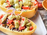 Vegan Taco Meat Spaghetti Squash Bowls with Avocado Mayo {gf}