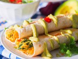 Vegan Taquitos with Lentils, Squash, Arugula and Avocado Crema {gf}