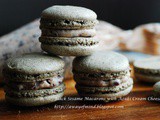 Nut Free Black Sesame Macarons with Azuki Cream Cheese （黑芝麻红豆乳酪马卡龙）