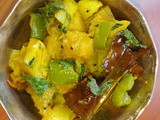 Kumro Alu Capsicum tarkari - Vegan Pumpkin Potato curry with capsicum