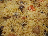 Mushroom Biriyani - a vegan Indian dish