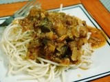 Spaghetti with Eggplant, Olives and Tomato Sauce