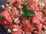 Watermelon Salad with Feta Cheese and Toasted Almonds....to beat the summer heat