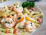 Garlic Shrimp Alfredo Bake