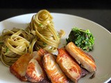 Pan-Fried Hamachi Fillet with Pasta Aglio e Olio