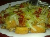 Fried Tofu with sliced Cucumber