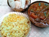 Manjal Pongal and Thaalagam (Yellow Dal Rice with Mixed Vegetable Gravy)