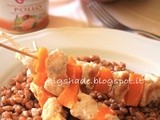 Farro con spiedini di zucca e pollo