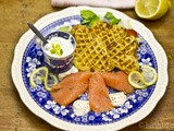 Kartoffelwaffeln mit geräuchertem Lachs & leichter Wasabi-Kräuter-Crème