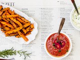 Süßkartoffel Frites mit veganer Mayonnaise und Blitz-Ketchup