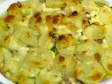 Potato, Zucchini, Goat Cheese and Cheddar Gratin