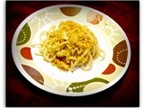Spaghetti with Cabbage and Corn Chip Crumbs