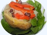 Stuffed Potatoes with Black Beans and Red Pepper Sauce