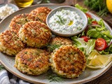 Grški riževi polpeti s feto in osvežilno tzatziki omako