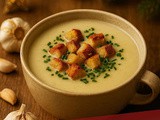 Praznična česnova juha s kruhovimi kockami – bogata, kremna in izjemno aromatična