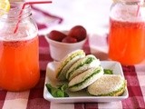 Chutney Sandwich and Strawberry Mango Lemonade
