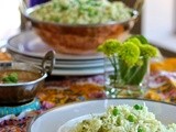 Green rice pulao with mint, cilantro and peas
