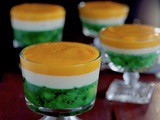 Kiwi, cream and mango pudding