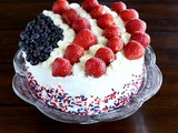 Red, white and blue cake