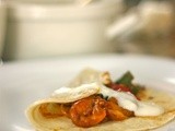 Savory crepes with spicy shrimp and white sauce