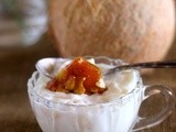 Tender Coconut Lychee Pudding With Crushed Praline Topping