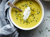 Asparagus Potato Soup with Chive Cream