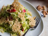 Brussels Sprouts Salad with Apple, Walnuts, and Parmesan-Pecorino Crisps