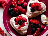Chocolate Heart Meringue Cups with Whipped Cream and Berries