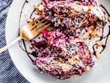 Grilled Radicchio with Fig Balsamic Syrup, Parmigiano, and Honey-Roasted Almonds