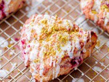 Raspberry Pistachio Scones with Lemon Glaze