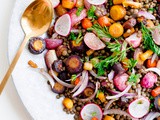 Roasted Carrot Lentil Salad with Tahini Dressing