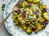 Romanesco Cauliflower Pasta with Olives, Capers, and Parsley
