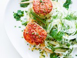 Seared Scallops with Hummus and Shaved Fennel Salad