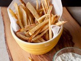 Spicy Oven Baked French Fries with Cucumber Raita